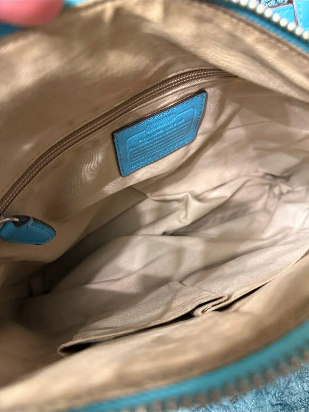 Coach Robin Egg Blue Leather Shoulder Hobo with Tassel